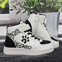 Черевики дитячі для дівчинки Bi&Ki білі з чорним демісезонні 7030, фото 4