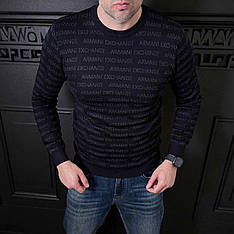 Чоловічий джемпер Armani чорний брендовий светр Армані люкс якість