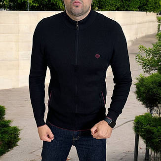 Чоловічий кардиган Loro Piana класичний на блискавці, кофта чоловіча брендова на змійці чорна люкс якість, фото 1