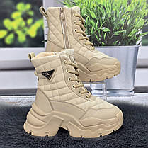 Черевики зимові для дівчинки Jong Golf бежеві на об'ємній підошві утеплені овчиною 7034, фото 2