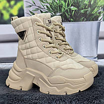 Черевики зимові для дівчинки Jong Golf бежеві на об'ємній підошві утеплені овчиною 7034, фото 4