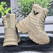 Черевики зимові для дівчинки Jong Golf бежеві на об'ємній підошві утеплені овчиною 7034, фото 5