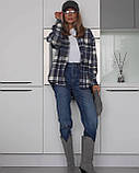 Кашемировая теплая рубашка женская в клетку 42 -46, фото 3