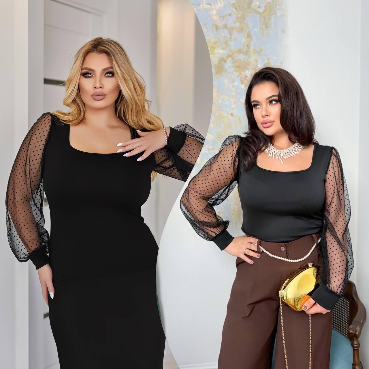 Кофтинка з декольте та рукавами з сіточки Модель: 801-231, фото 1