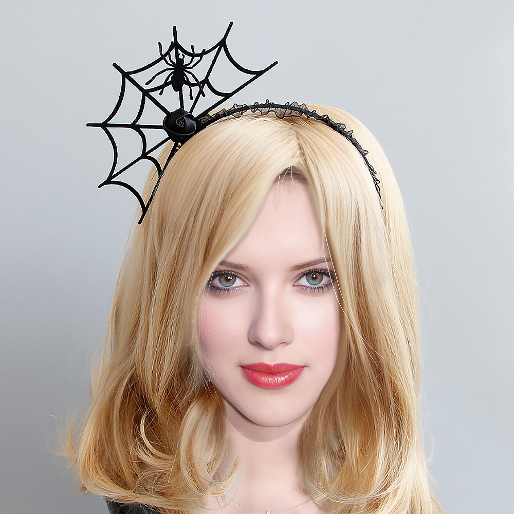 Обруч на Хелловін Павутина та павук one size чорний, фото 1