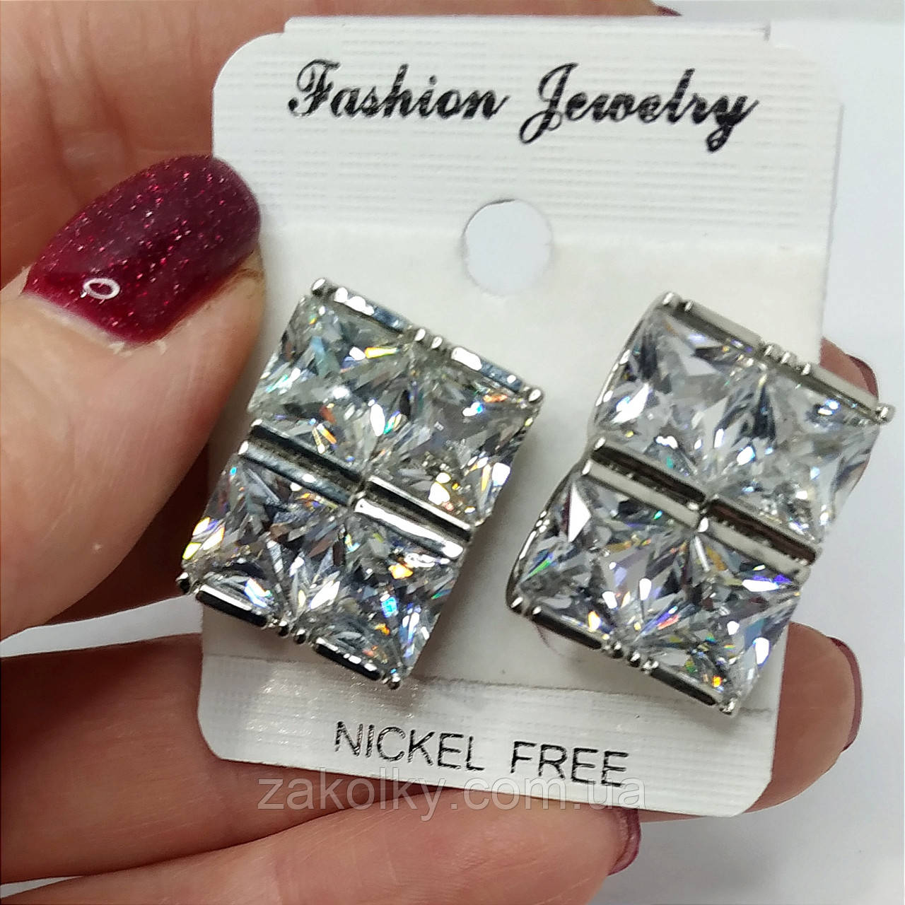 Сережки "Квадрат каміння".