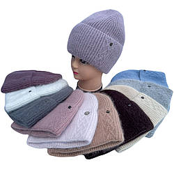 Зимова жіноча шапка з ангори та повністю на флісі Розмір: 54- 59 (DNJ-17339)