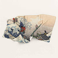 Великий чайний рушник із зображенням стилізованої японської хвилі Хокусая