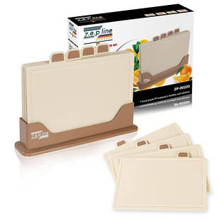 Набір кухонних дощечок 4шт + підставка Zepline ZP-00220 Коричневий