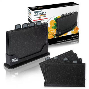 Набір кухонних дощечок 4шт + підставка Zepline ZP-00220 Чорний