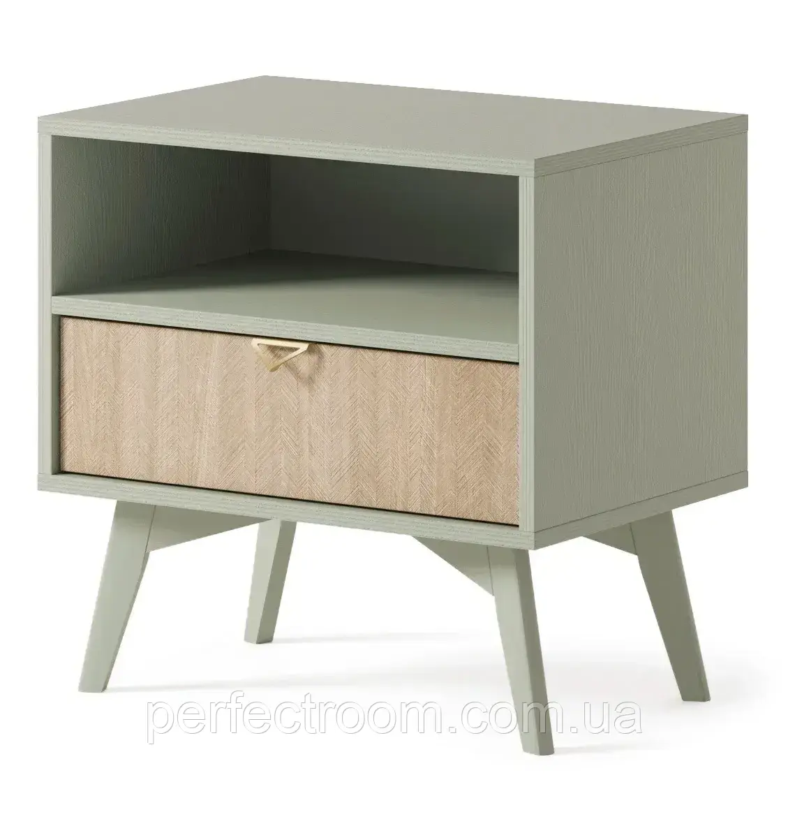 Тумба приліжкова з шухлядою та нішею на ніжках FOREST S54 Евкаліпт / сканді ялинка