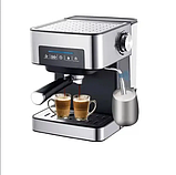 Кавоварки та кавомашини для приготування еспресо з капучинатором 1,6л 850W Побутова електрична кавоварка для дому Domotec MS-136, фото 6