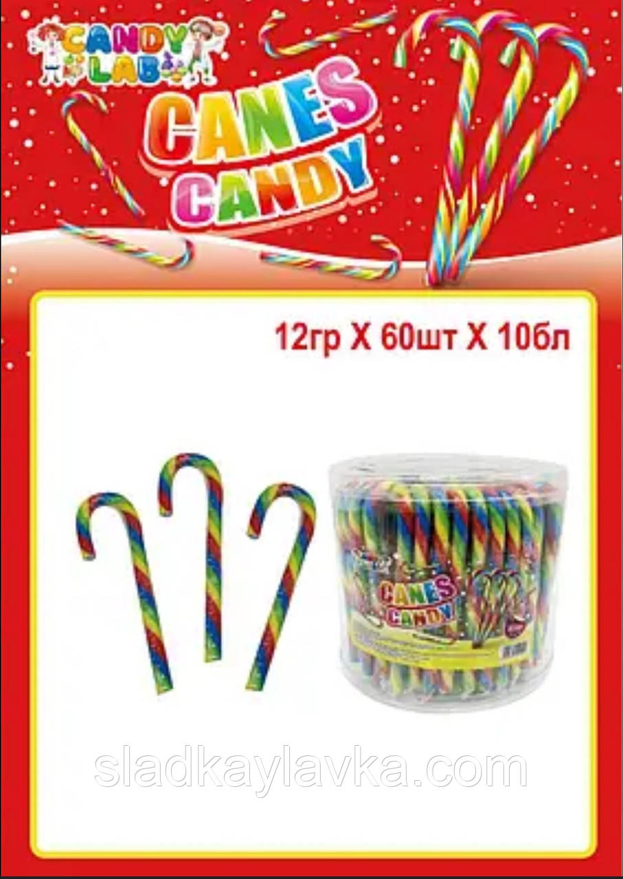 Льодяник Посох новорічний Canes Candy 60 шт (Vitaland), фото 1