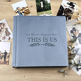 Фотоальбом з велюру весільний "This is us" Блакитний 33х33 см 60 листів