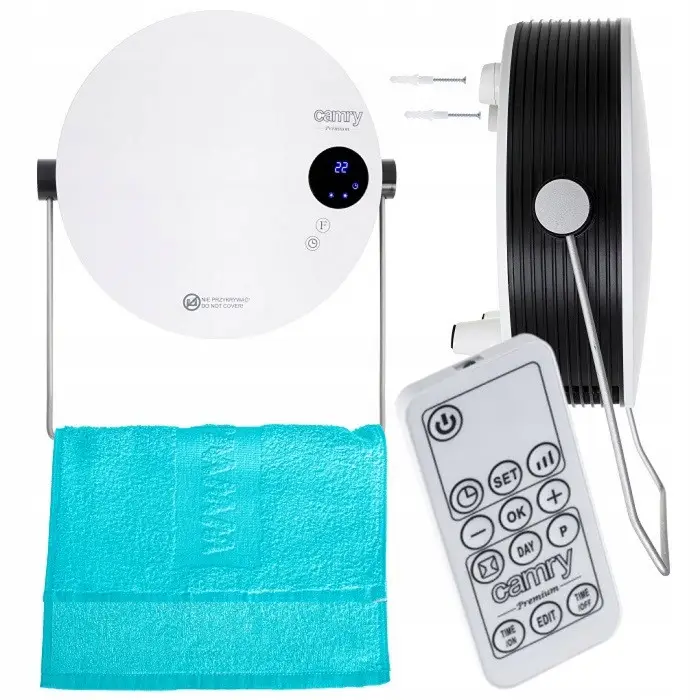 Настінний радіатор для ванної Camry CR 7747, 2000 Вт, ЖК-дисплей, пульт, 2 рівні нагріву, таймер, IPX2, фото 1