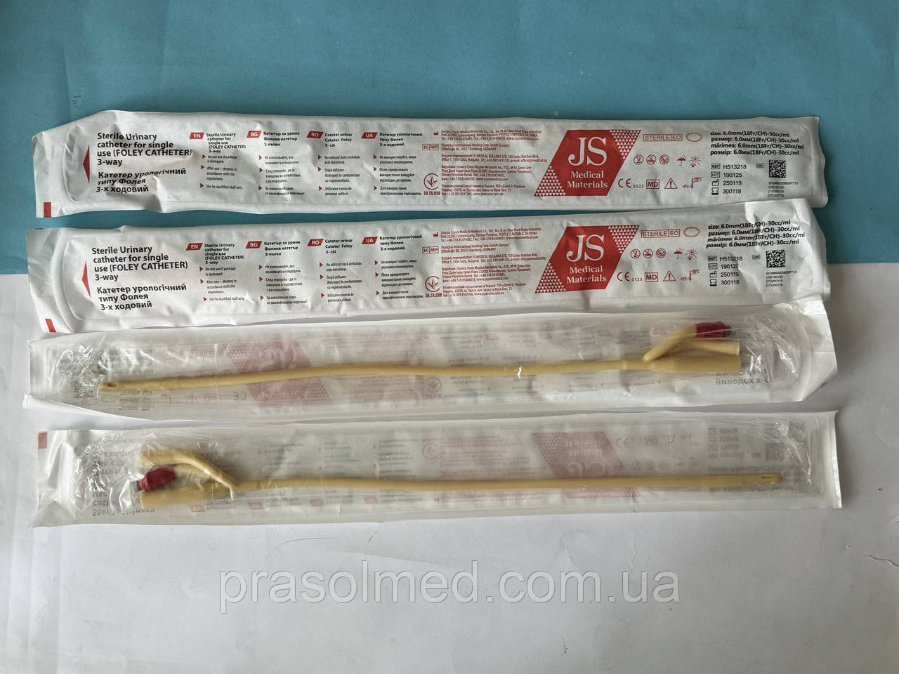 Катетер урологічний типу Фолея 3-х ходовий JS, розмір 18, фото 1