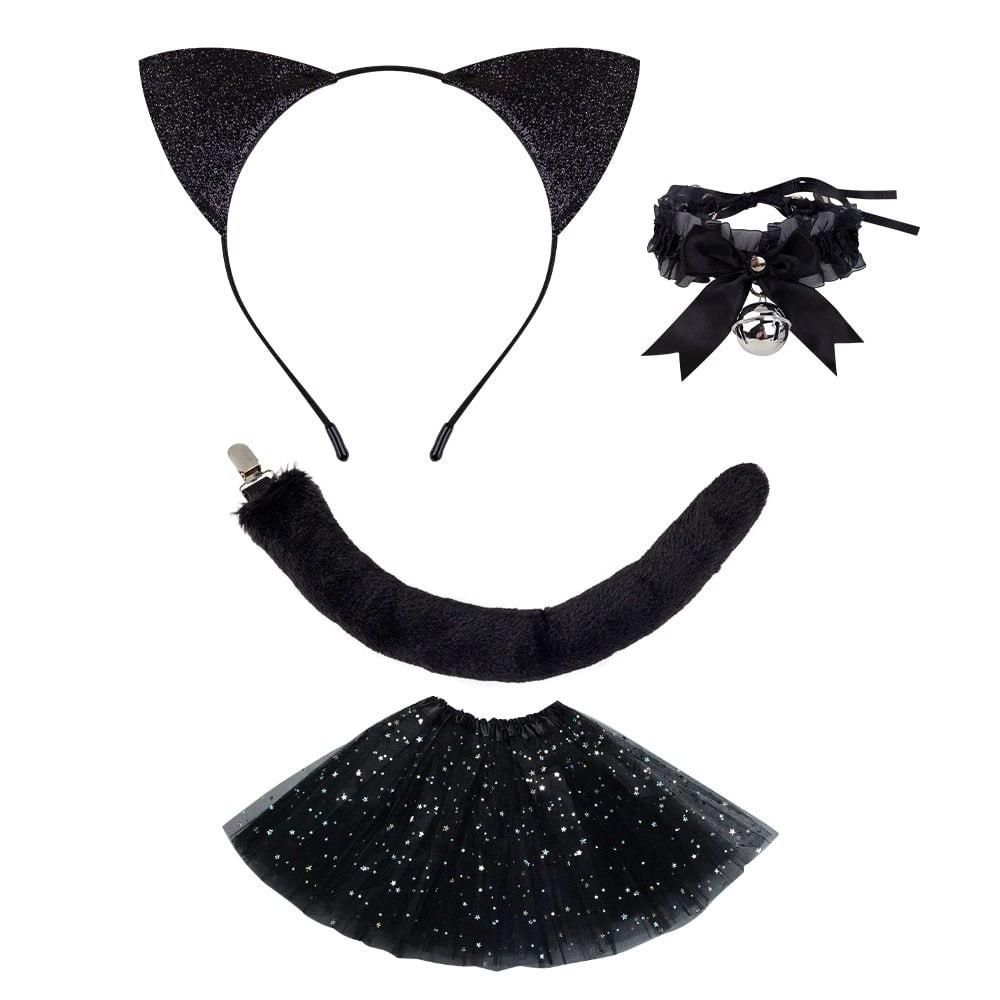Костюм кішки для дівчинки із спідницею, чорний, фото 1