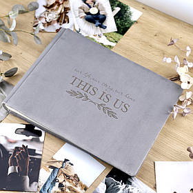 Сімейний преміум фотоальбом з велюру "This is us" Сірий 31х23 см, 30 аркушів