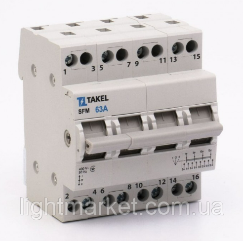 Рубильник перекидний 4-х полюсний 63А такел, фото 1