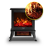 Електрокамін Adler AD 7754, 1800 Вт, 3D-ефект полум’я, термостат, керамічний нагрівальний елемент, чорний, фото 4