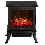 Електрокамін Adler AD 7754, 1800 Вт, 3D-ефект полум’я, термостат, керамічний нагрівальний елемент, чорний, фото 6
