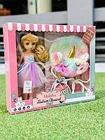 Набор кукла сумка Классная игрушка для девочек Современная кукла с аксессуарами Рожева