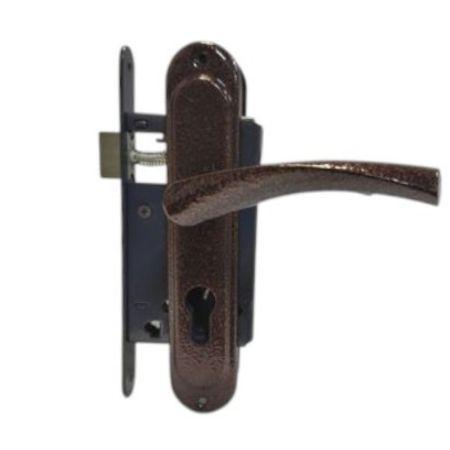 Замок врізний Тандем 5-ЗМ (б/ц) мідь, ручка Браво, фото 1