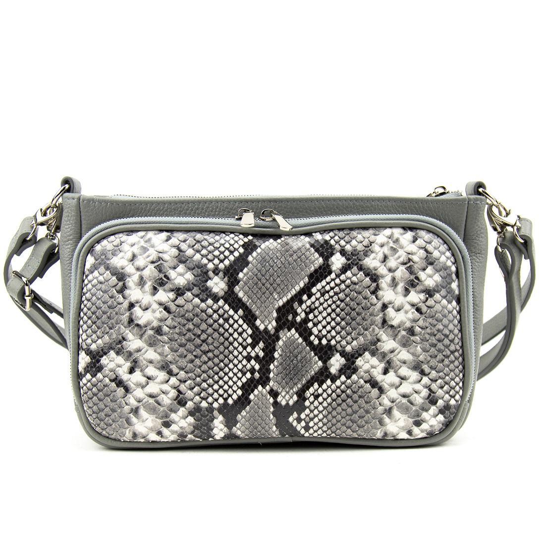 Сумка жіноча шкіряна з оздобленням пітон Tavinchi CH-001A-FL сіра