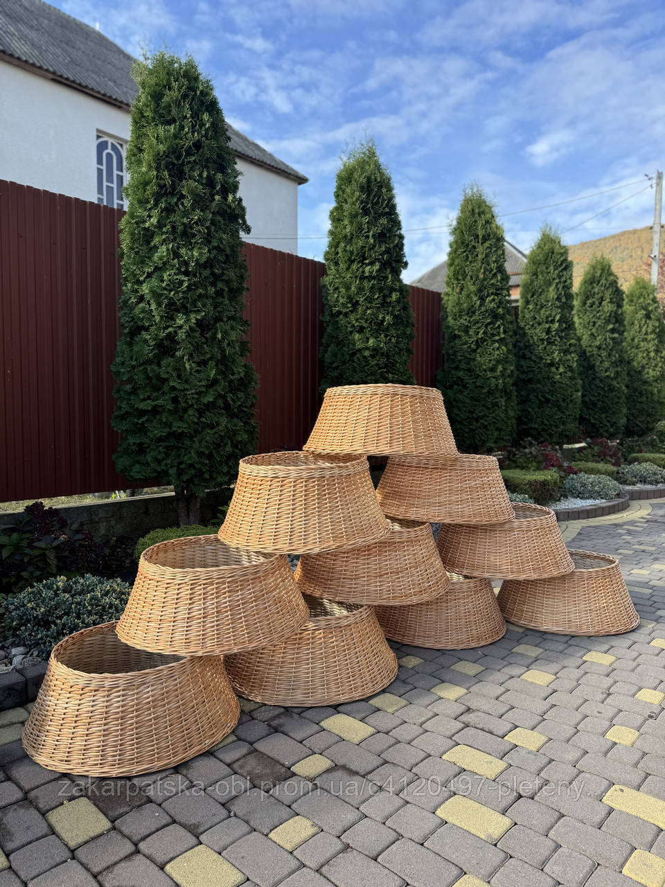 Кошик під ялинку натурального кольору D-70см, фото 1