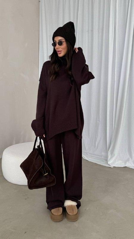 Жіночий прогулочний костюм; Колір: чорний , меланж, шоколад ; Розмір: 42-44, 44-46;, фото 1