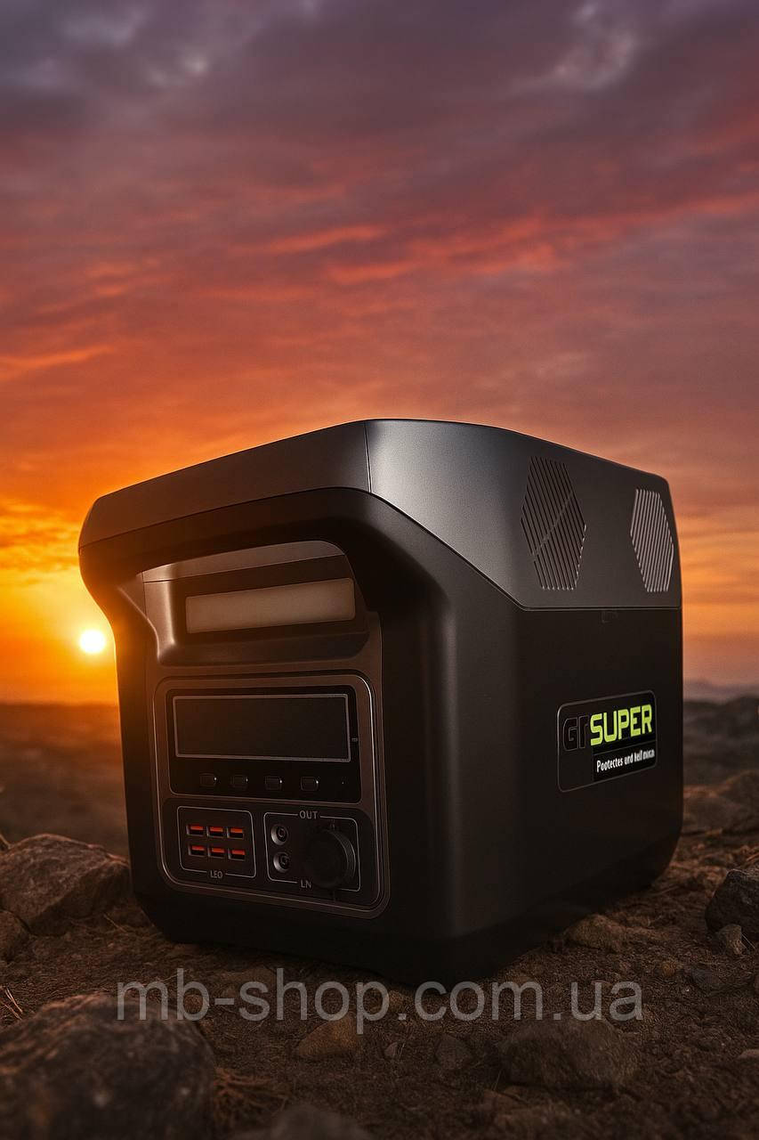 Портативна зарядна станція GD Super на 1200 Вт GD-HL-1200W-24V Зарядна станція із залізо фосфатною батареєю, фото 1