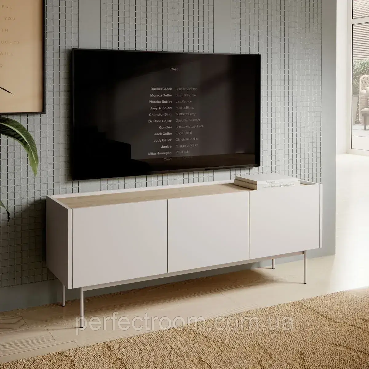 Тумба TV тридверна у вітальню COLOR RTV144 (кашемір) Meble Piaski