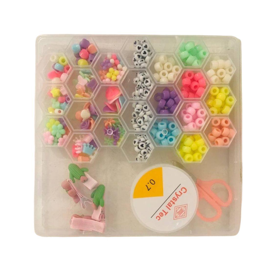 02 F Набір бісеру, нитка, ножиці, шпильки, у пластиковому кейсі, фото 1