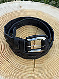 Ексклюзивний чорний ремінь із натуральної шкіри з плетенням, ширина 3.5 см, фото 4