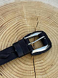 Ексклюзивний чорний ремінь із натуральної шкіри з плетенням, ширина 3.5 см, фото 3