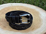 Ексклюзивний чорний ремінь із натуральної шкіри з плетенням, ширина 3.5 см, фото 5