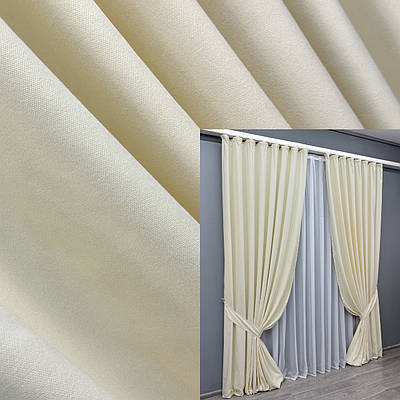 Комплект штор (2шт. 1,5х2,9м.) мікровелюр, колекція "Petek". Колір молочний. Код 1830ш 33-0813