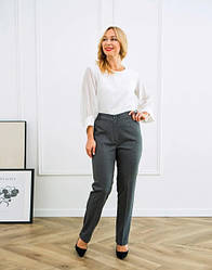 Жіночі класичні брюки "Анжела" сірого кольору із кашемірової тканини розміри від 46 до 60