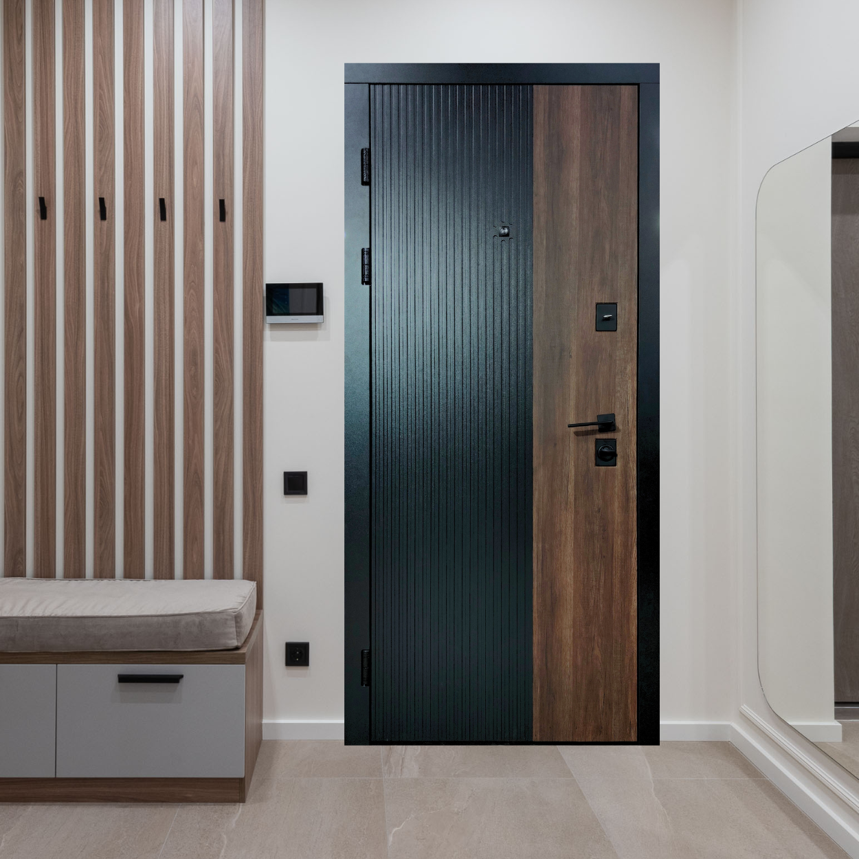 Вхідні двері Діор чорний соффтач/білий 3 контури, фото 1