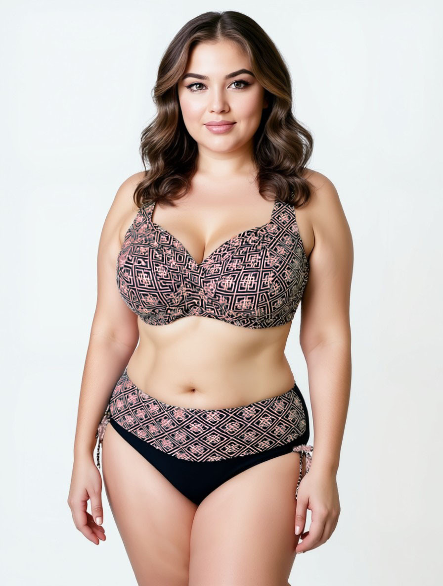 Купальник 2025 для полных SISIANNA 54936 Тамара бежевый (В НАЛИЧИИ ТОЛЬКО  50 52 54 56 58  УКР р-ры)