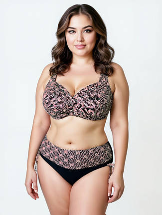 Купальник 2025 для полных SISIANNA 54936 Тамара бежевый (В НАЛИЧИИ ТОЛЬКО 50 52 54 56 58 УКР р-ры), фото 1