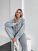 Теплий жіночий повсякденний світло-сірий спортивний костюм, двійка кофта та штани з тринитки норма та батал, фото 5