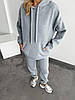 Теплий жіночий повсякденний світло-сірий спортивний костюм, двійка кофта та штани з тринитки норма та батал, фото 6