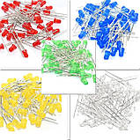 Набір світлодіодів LED 3 мм 500 шт (мікс кольорів), фото 3