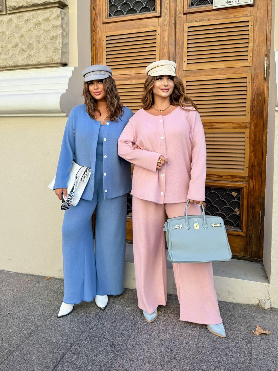 Костюм 3-ка з ангори (кофтинка + майка + штани) Модель: 802-2112 Колір: рожевий, блакитний, синій, чорний, фото 1