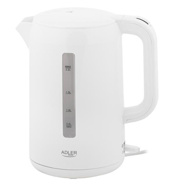 Електрочайник Adler AD 1386 — 2,2 л, 2200 Вт, білий корпус, фото 1