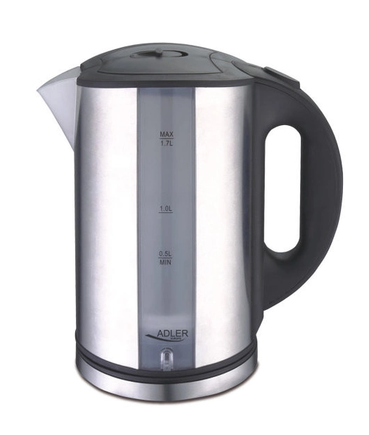 Електрочайник металевий Adler AD 1216 1,7 л – 2200 Вт, INOX корпус, фото 1