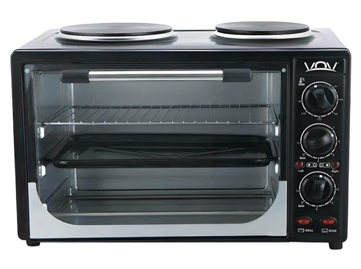 Міні-духовка VOV VEOHP 30L — 2 конфорки, гриль, таймер, фото 1