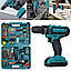 Ударний акумуляторний шурупокрут DF550DWE 2 аккумулятори (24V 5A/h Li-Ion) з великим набором інструментів, фото 8