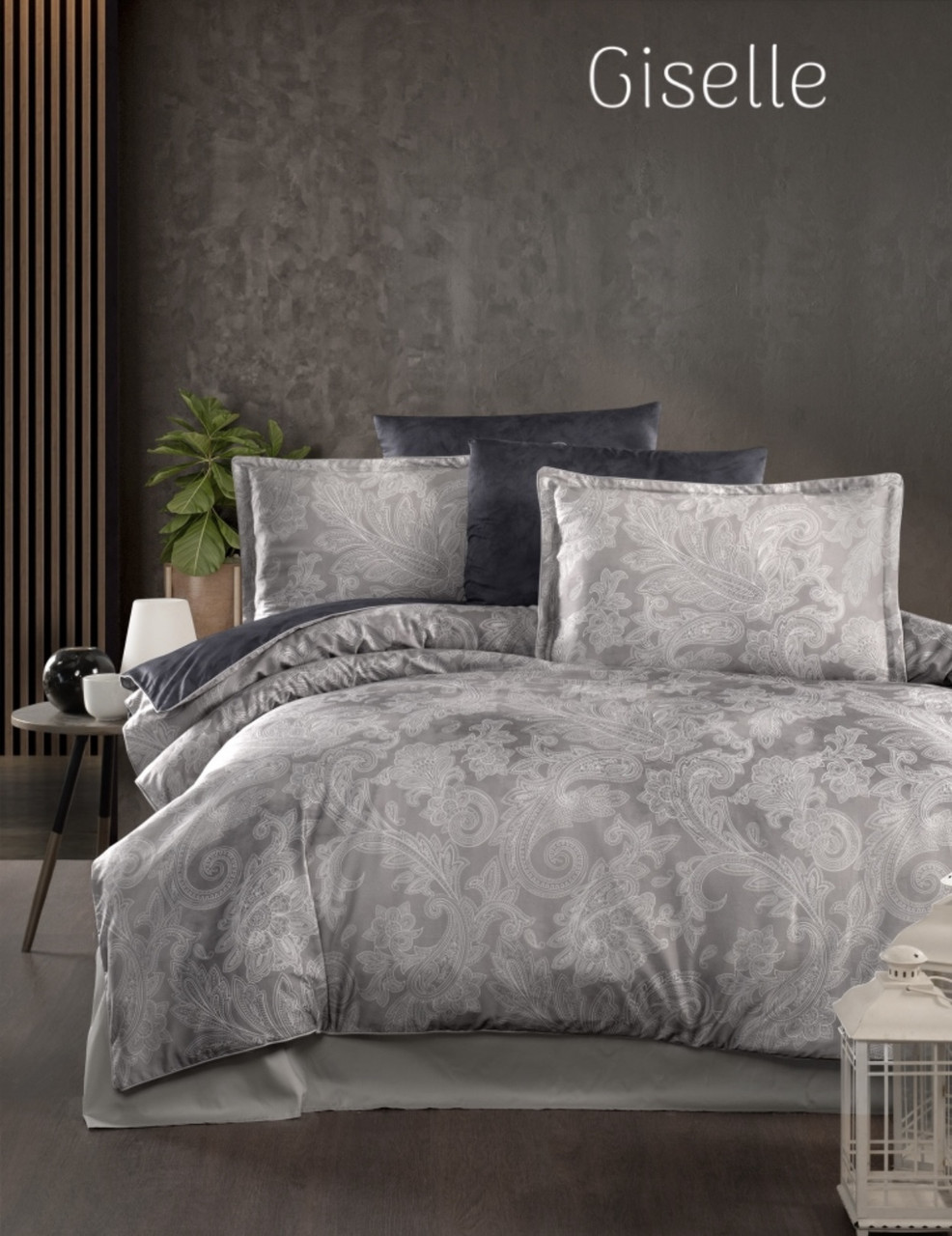 Постільна білизна сатинова La Romano Premium 300 TC євро розмір Giselle, фото 1